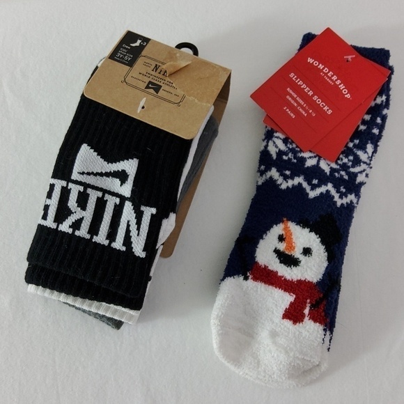 Nike Other - Nike & Crew Kids Size 7-9 & Wondershop Slipper Socks Shoe Size 51/2-81/2 NWT